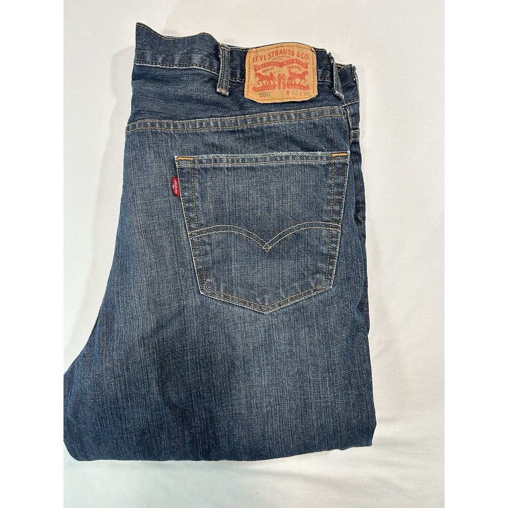 Levis 550 Jeans Mens 42x30 Blue Relaxed Fit Straight Leg Medium Wash Denim Pants
